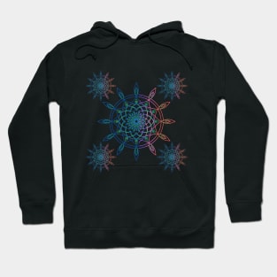 Multicoloured dreamcatcher and paisley motif pattern with mandala design illustrations Hoodie